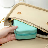 Portable Travel Jewelry Case Box Locket Necklace Leather Storage