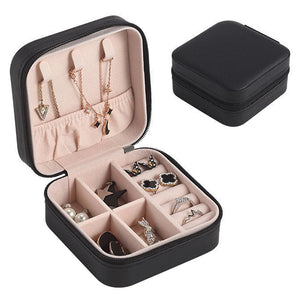 Portable Travel Jewelry Case Box Leather Earring Ring Holder