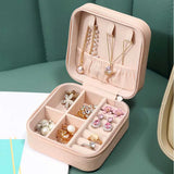 Portable Travel Jewelry Case Leather Organizer Display Box Earring Ring Holder