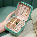 Portable Travel Jewelry Case Box Leather Earring Ring Holder