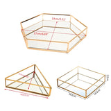 Glass Mirror Vanity Tray Geometric Shape Perfume Display Decor