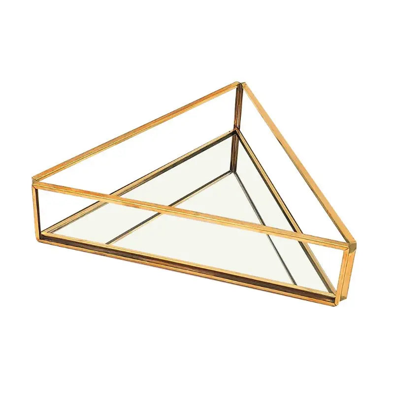 Glass Mirror Vanity Tray Geometric Shape Perfume Display Decor
