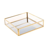 Glass Mirror Vanity Tray Geometric Shape Perfume Display Decor