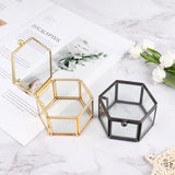 Hexagon Glass Ring Box Jewelry Organizer Holder