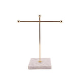 Metal T-Bar Necklace Display Stand with Marble Tray