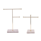 Metal T-Bar Necklace Display Stand with Marble Tray