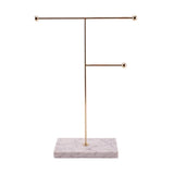 Metal T-Bar Necklace Display Stand with Marble Tray