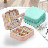 Jewelry Organizer PU Leather Storage Box With Mirror