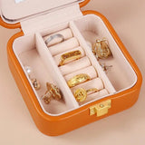 Jewelry Organizer Travel Storage Box Display Mirror Earring Holder PU Leather