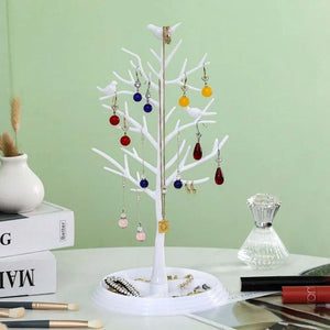 Bird Tree Shape Jewelry Organizer Plastic Earrings Display Stand