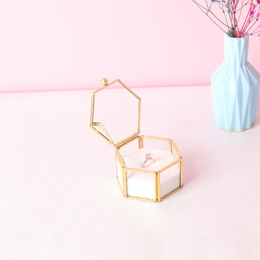Compact Jewelry Organizer Ring Box Transparent Desk Decorations