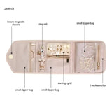 Travel Jewelry Organizer Roll Foldable Earring Necklace Holder Storage Case