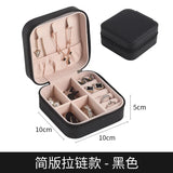Portable Jewelry Organizer Box Earrings Storage Zip Mini PU Leather Gift