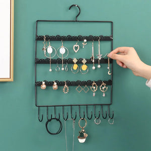 Jewelry Organizer Stand with 66 Holes and 10 Hooks