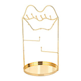 Metal Jewelry Organizer Stand with Hooks and Necklace Holder