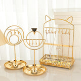 Metal Jewelry Organizer Stand with Hooks and Necklace Holder