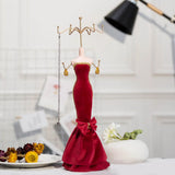 Velvet Jewelry Organizer Mannequin Stand for Rings