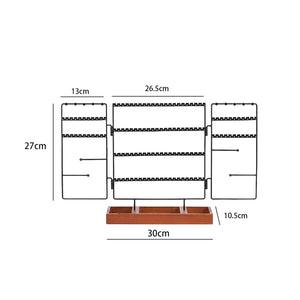 4-Tier Metal Jewelry Organizer Stand with Wood Base