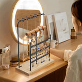 4-Tier Metal Jewelry Organizer Stand with Wood Base