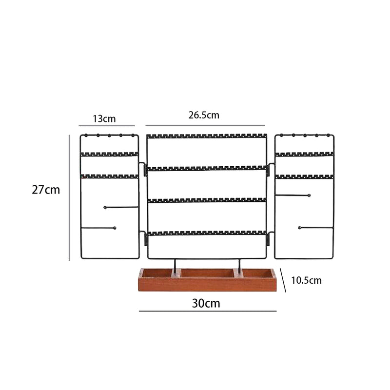4-Tier Metal Jewelry Organizer Stand with Wood Base