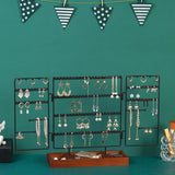 4-Tier Metal Jewelry Organizer Stand with Wood Base