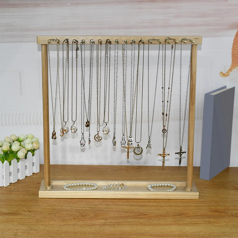 Wooden Necklace Holder Jewelry Organizer Stand