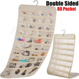 80-Pocket Jewelry Organizer Hanging Bag Non-Woven Dustproof Pouch