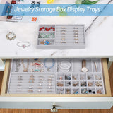 Velvet Jewelry Organizer Tray Set - 5 Pcs Stackable Storage Display