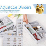 Velvet Jewelry Organizer Tray Set - 5 Pcs Stackable Storage Display