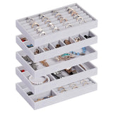 Velvet Jewelry Organizer Tray Set - 5 Pcs Stackable Storage Display