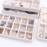 Velvet Jewelry Organizer Display Box DIY Storage Tray Earrings Bracelets