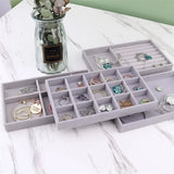 Velvet Jewelry Organizer Display Box DIY Storage Tray Earrings Bracelets