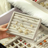 Velvet Jewelry Storage Tray Display Organizer Showcase Drawer Trays