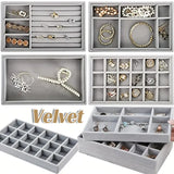 Velvet Jewelry Storage Tray Display Organizer Showcase Drawer Trays