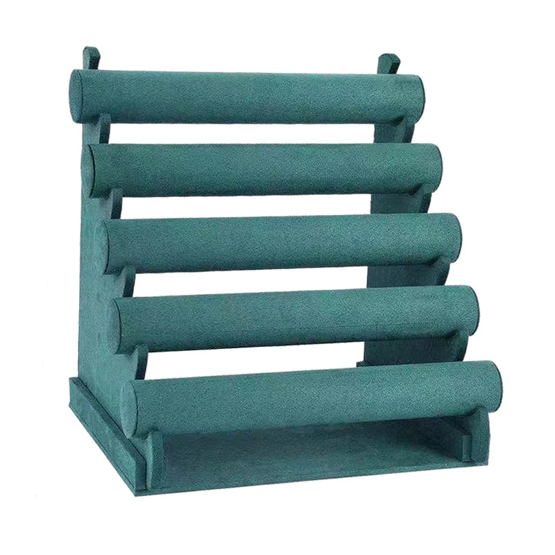 Velvet Wood Bracelet Stand with 5 Tier Rack Bracelet Holder
