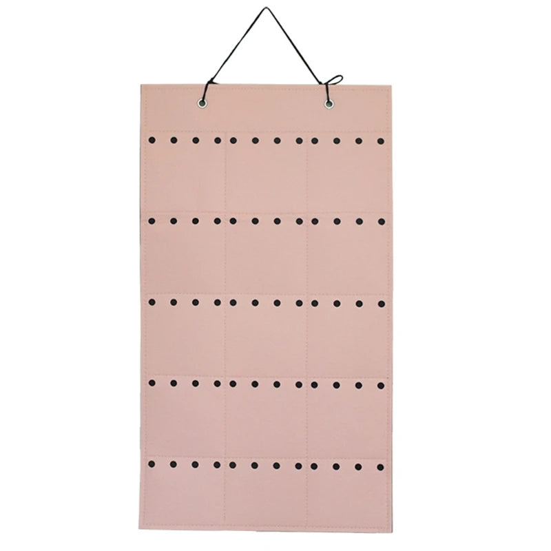 Wall Mounted Jewelry Organizer Storage Display with Felt Hanging Bag