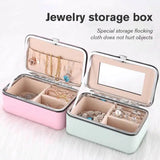 Travel Jewelry Box Organizer with Mirror - Jewelry Storage Display Case