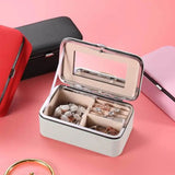 Travel Jewelry Box Organizer with Mirror - Jewelry Storage Display Case