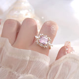 Pink Zircon Gemstone Finger Ring for Women Wedding