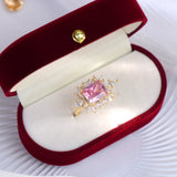 Pink Zircon Gemstone Finger Ring for Women Wedding