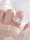 Pink Zircon Gemstone Finger Ring for Women Wedding