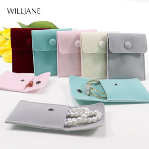 Soft Velvet Jewelry Packaging Bag Snap Fastener Gift Pouch