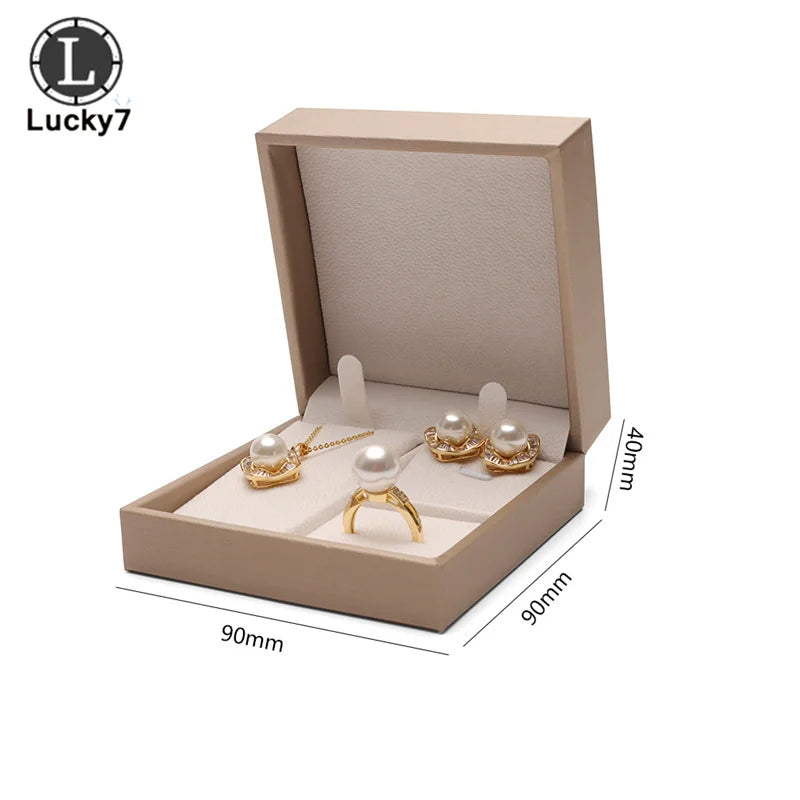 Brushed PU Leather Jewelry Storage Box Set - Three-piece Wedding Gift