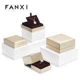 Champagne Leather Jewelry Packaging Box Ring Bracelet Pendant