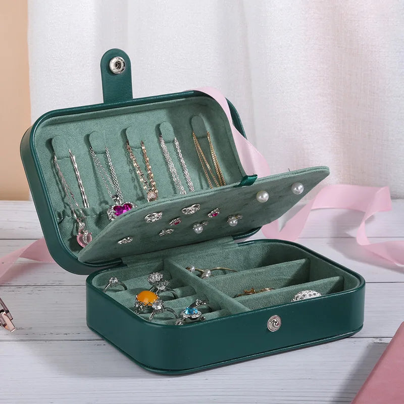 Jewelry Storage Box for Home Travel, Girl Gift U Leather Jewellery Storage