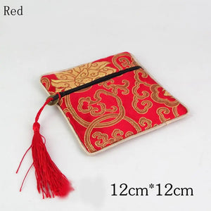 Buddha Beads Bag 12x12cm Tassel Pouch