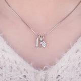 Women's Silver Plated Heart Pendant Necklace With Zirconia