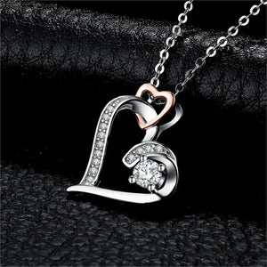 Women's Silver Plated Heart Pendant Necklace With Zirconia