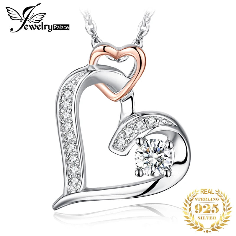 Heart Love Rose 925 Sterling Silver Pendant Necklace