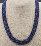 3-Row Natural Brazil Dark Sapphire Beads Necklace 17-18